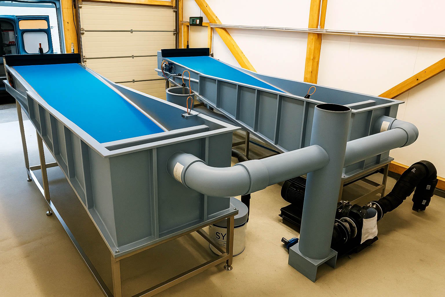 persona realizando pruebas en planta complementaria de tratamiento de aguas residuales - ver detalles de la planta